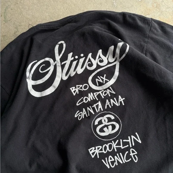 Stussy World Tour Black Graphic Long Sleeve Shirt - Picture 5 of 5